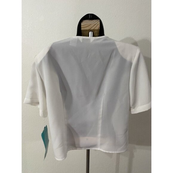 Sellecca Women Size 8 Blouse Dressy Embroidery Cut Out Fabric Button - Picture 8 of 10